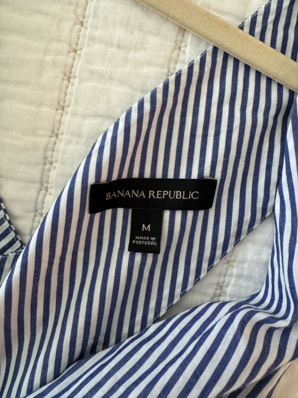 Banana Republic Sleeveless Blue Striped V-Neck Peplum Top - Picture 4 of 4